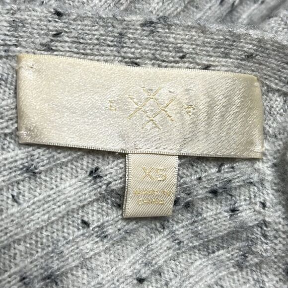 LISA TODD Ribbed Knit Cashmere V-Back Tie Sleeve Sweater Speckled Black & Cream - Picture 7 of 7